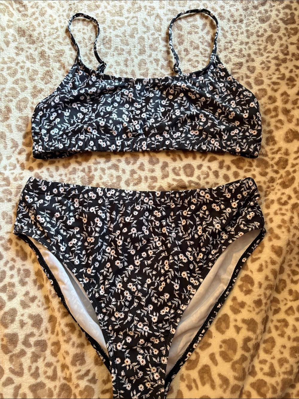 SHEIN navy blue Floral Two-Piece Bikini